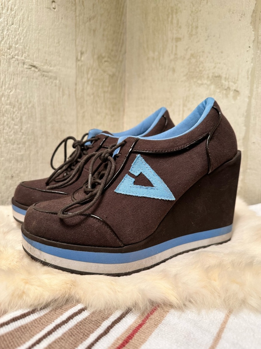Volatile Wedge Sneakers with Light Blue and black Varsity Kicks